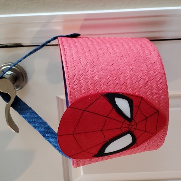 Boys Child SPIDER-MAN Woven Basket Bucket Halloween Candy Easter Swing Handle - Picture 2 of 4